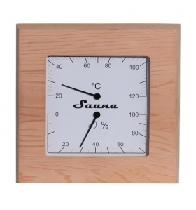 Prodej ukončen: Teploměr s vlhkoměrem Sentiotec - čtverec, cedr