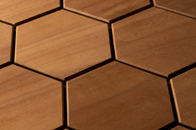 Dekorativní saunový obklad PROMENADE, abachi thermowood XL 510x441mm