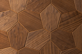 Dekorativní saunový obklad HEXAGON, jasan thermowood yakisugi kartáčované 432x373mm