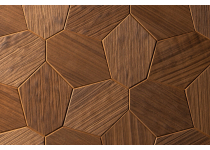 Dekorativní saunový obklad HEXAGON, jasan thermowood yakisugi kartáčované 432x373mm